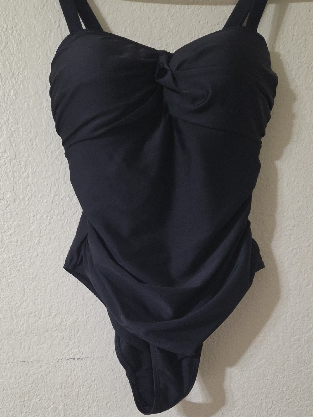 Jones New York Black Twist Front One-Piece Swimsuit